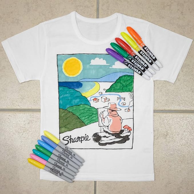 Sharpie Stained Fabric Markers, Brush Tip, Assorted Colors, 8 Count