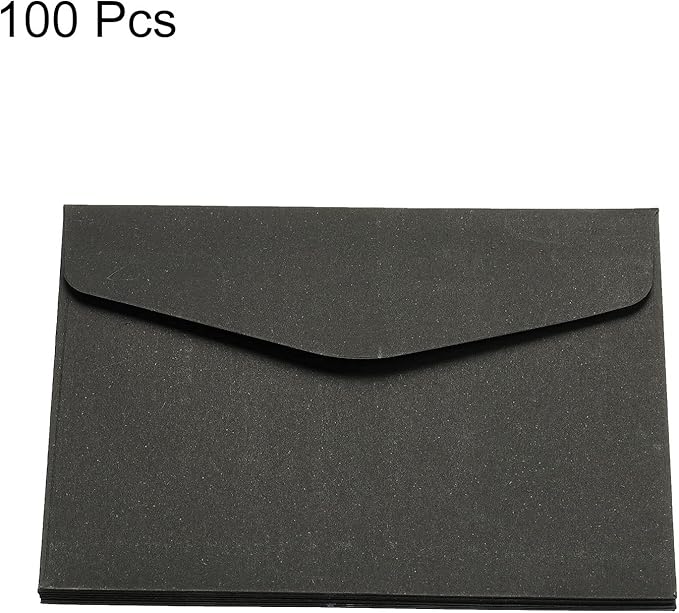 PATIKIL Mini Envelopes, 100 Pack Paper Blank Small Items Storage Business Card Holder for Greeting Note Party, Black