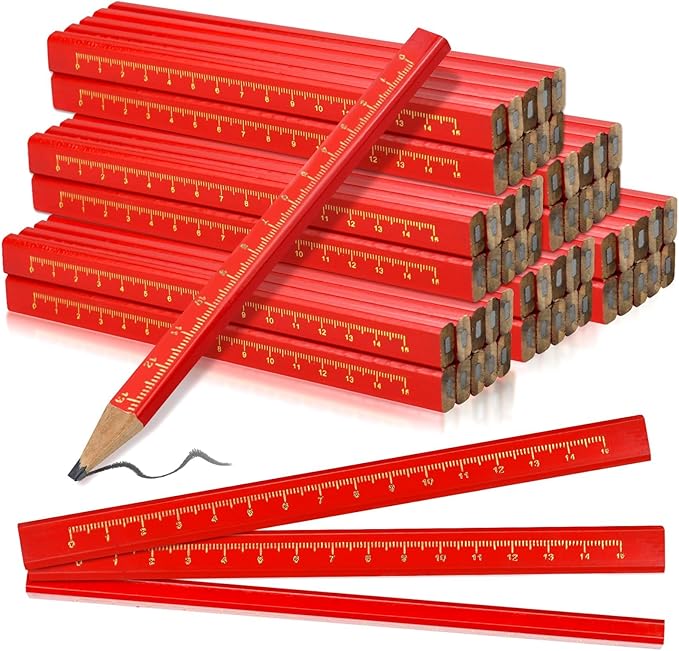 60-Piece Set of Octagonal Hard Black Carpenter Pencils, Ideal for Woodworking Marking and Construction Plan Marking