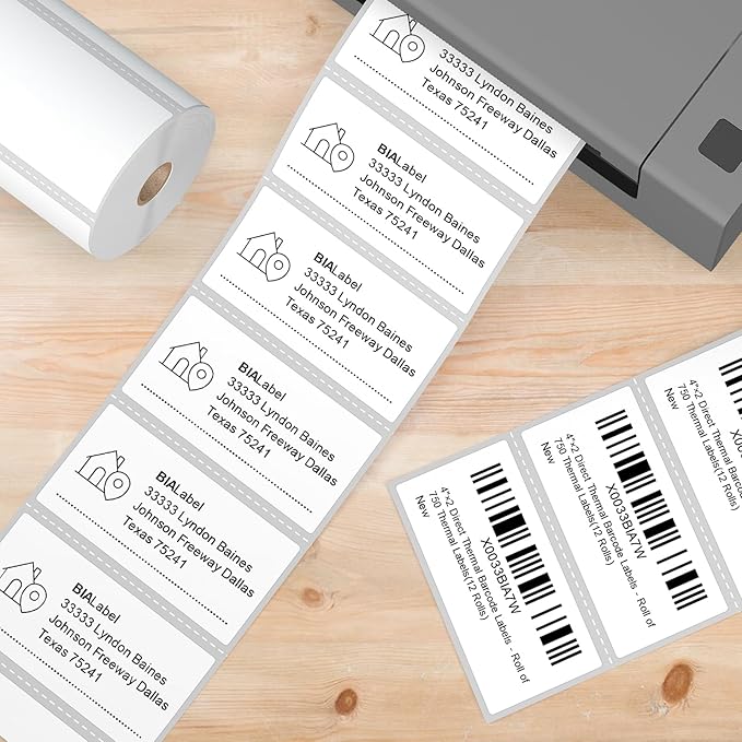 12 Rolls 4" X 2" Barcode Labels, 750/Roll - Direct Thermal Labels Compatible with Zebra & Rollo Printers