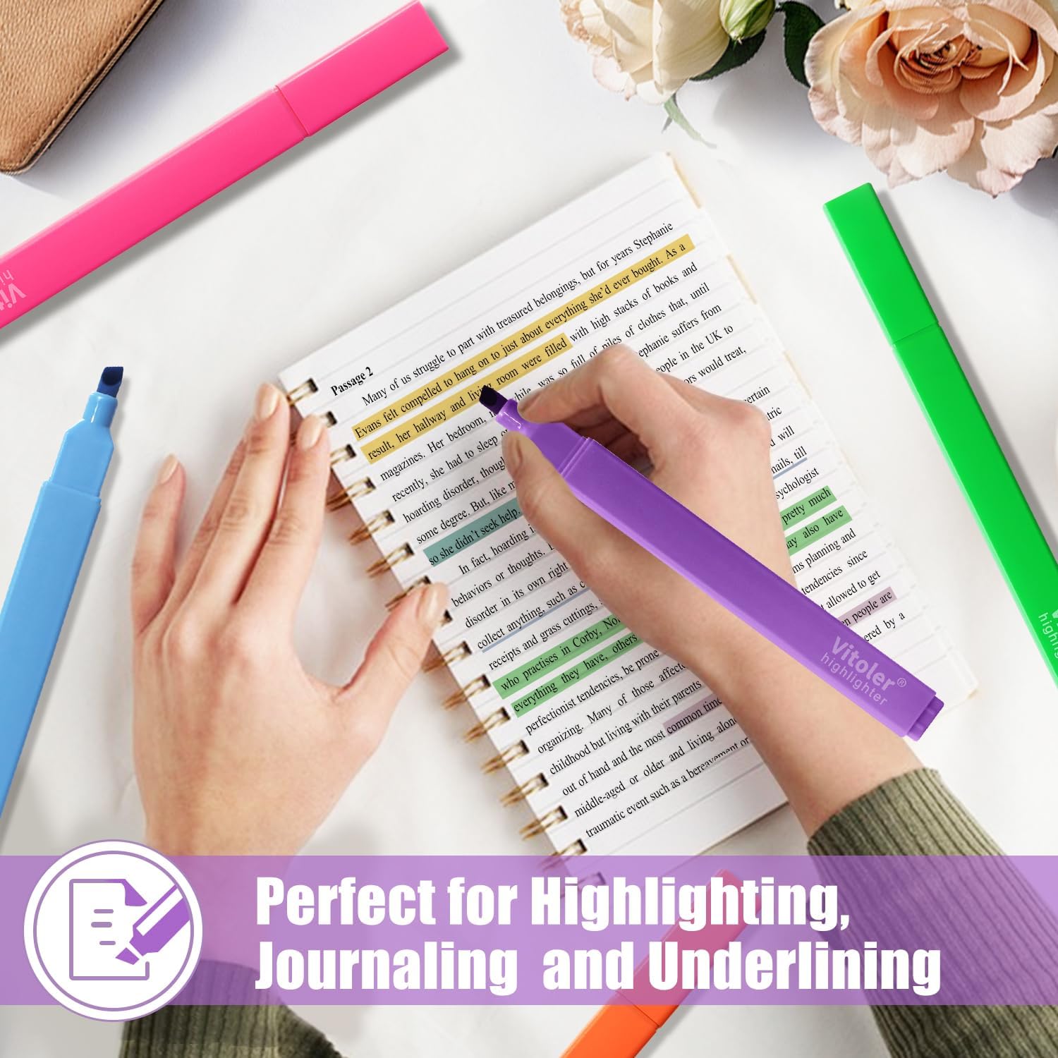 Aesthetic Highlighters,8pcs Bible Highlighters,Vibrant Colors, Cute Highlighter Assorted Colors, Cute Markers Back to School Supplies