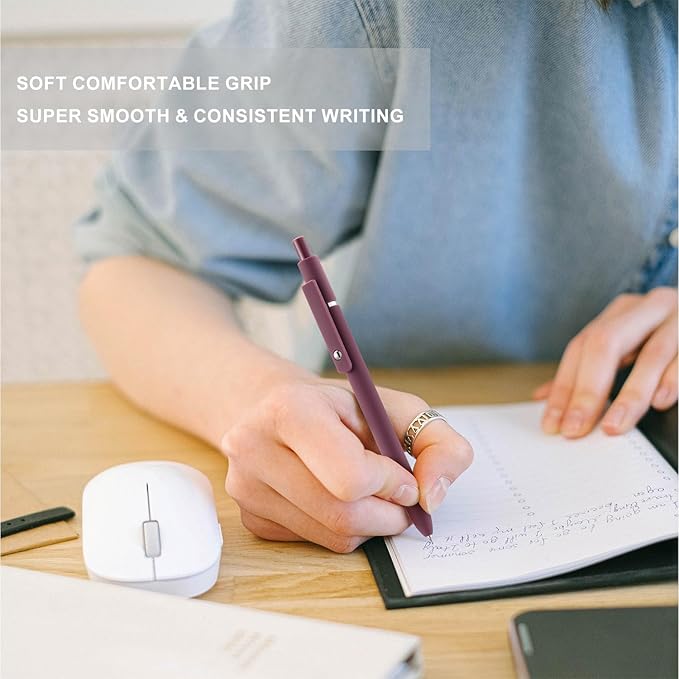 LINFANC Gel Pens, 12 Pcs 0.5mm Quick Dry Black Ink Pens Fine Point Smooth Writing Pens for Journaling Aesthetic Pens Retractable Gel Pens School Supplies Black Pens Gel Ink Pen Office Supplies