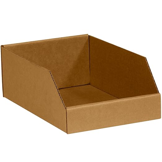Partners Brand PBINMT812K Open Top Bin Boxes, 8" x 12" x 4 1/2", Kraft (Pack of 50)