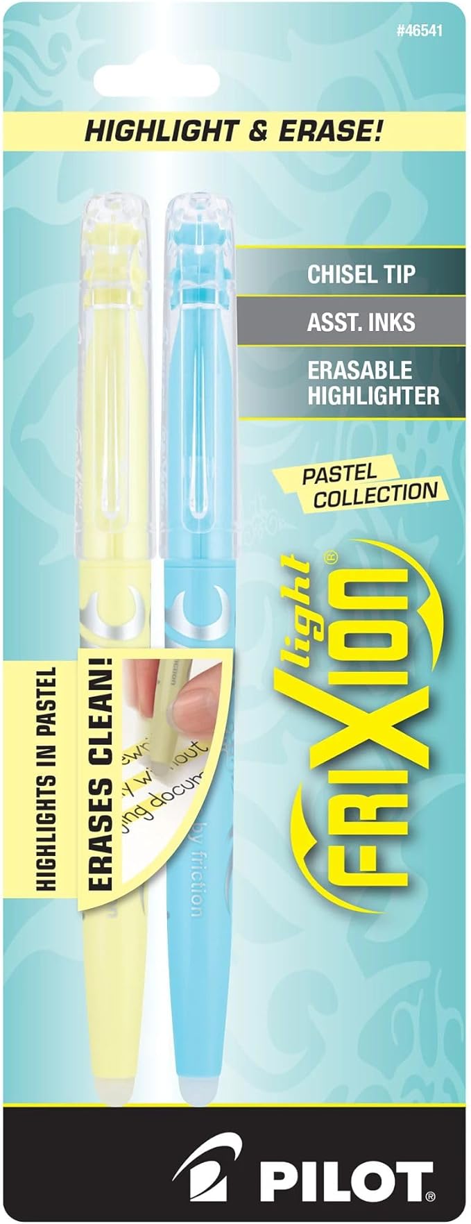 Pilot FriXion Light Pastel Erasable Highlighters, Chisel Tip, Assorted Colors, 2 Count