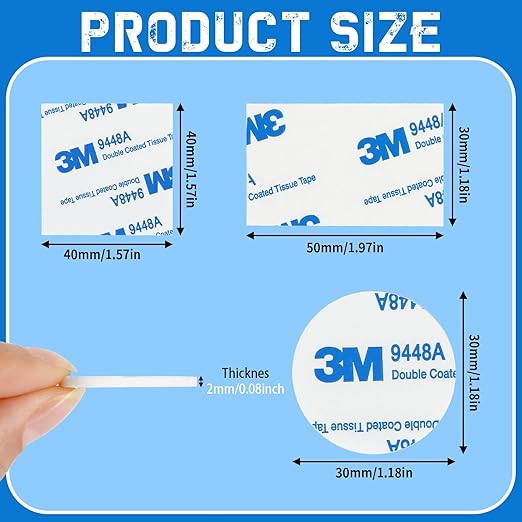 UPINS Double Sided Foam Tape, 60 Pcs Double Sided Tape Heavy Duty Strong Adhesive Double Sided Mounting Tape for Walls Picture Poster Crafts Black (Round, Square & Rectangle)