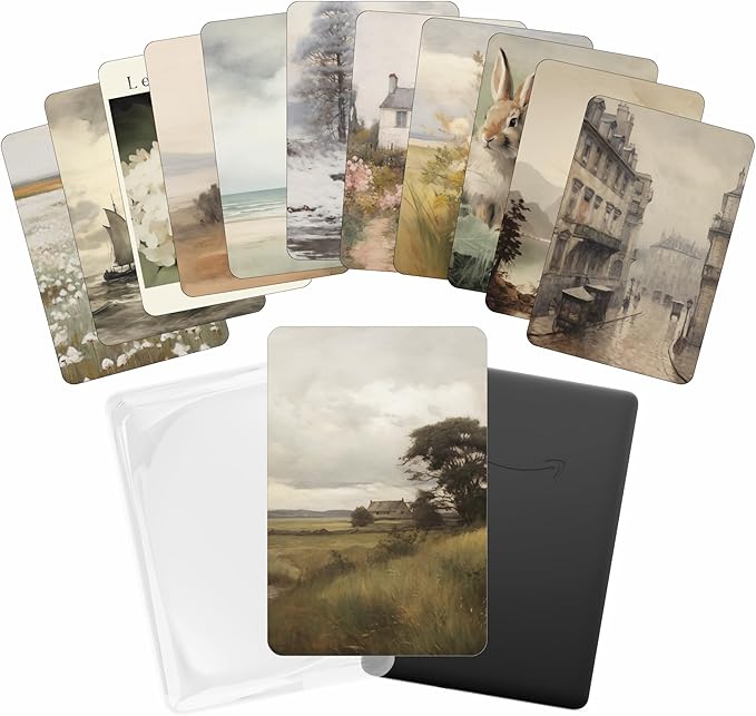 E-reader Cardstock Paper Inserts for Clear Case | 12 pk 4.88 x 6.73” inches Paper White 11th Generation 6.8" Screen Compatible Put Behind Case Colorful Floral Designs Change Out (Design Mix 10)