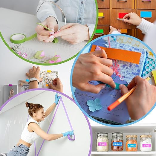 ALLFUN 8 Pieces Colored Masking Tape, Kids Arts & Crafts Colored Tape, Craft Tape, Colored Painters Tape