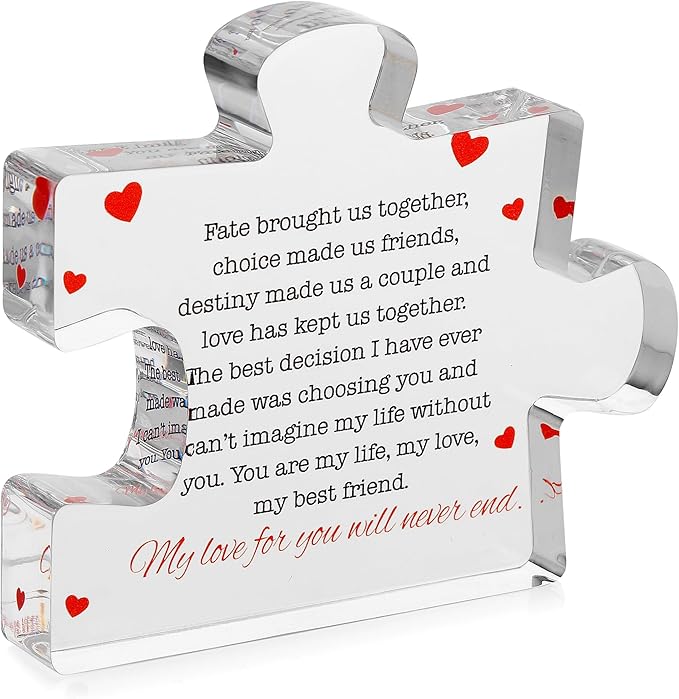 I Love You Gifts for Girlfriend - Cute Couples Gifts for Him and Her - Acrylic Block Puzzle Piece Gifts for Boyfriend - Elegant Gift for Her, Wedding, Valentine's Gift for Him
