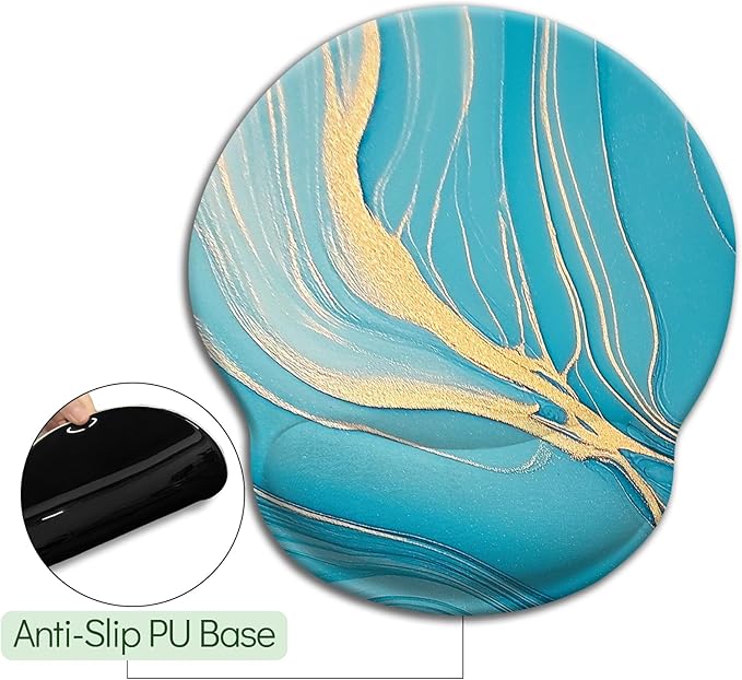 Blue Marble Ergonomic Mouse Pad with Wrist Rest, Gaming Mousepad Wrist Support with Non-Slip Pain Relief PU Base, Comfortable Computer Mouse Pads for Desk, Cute Office Desk Accessories Decor