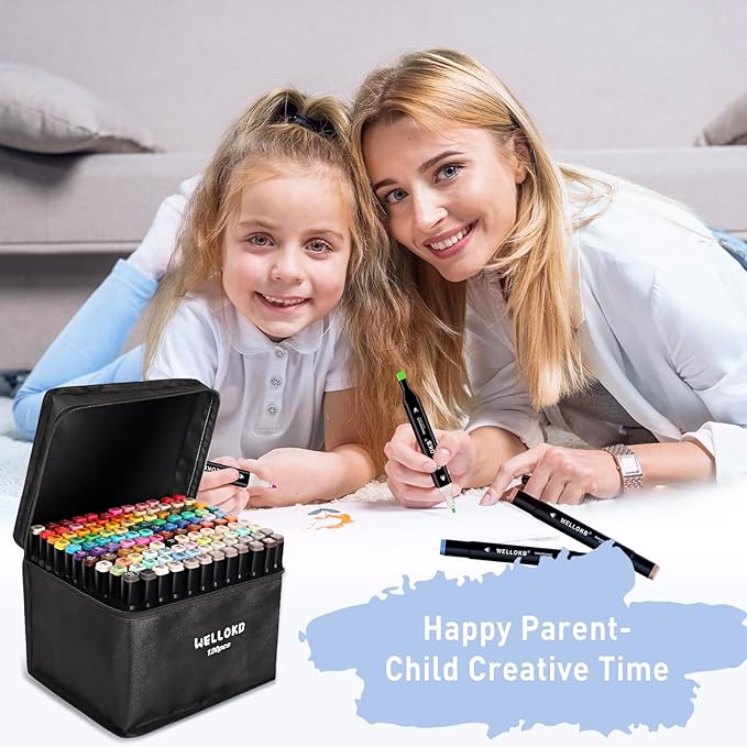 Alcohol Markers Set, 60 colors Alcohol Based Dual Tip, Broad and Brush Tip for Adult Coloring Books, Drawing, Sketching (60)