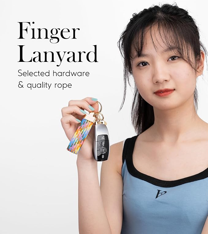 SENLLY Car Keychain, Stretchy Key Holder, Original Elastic Anti-Drop Design Finger Lanyard Strap