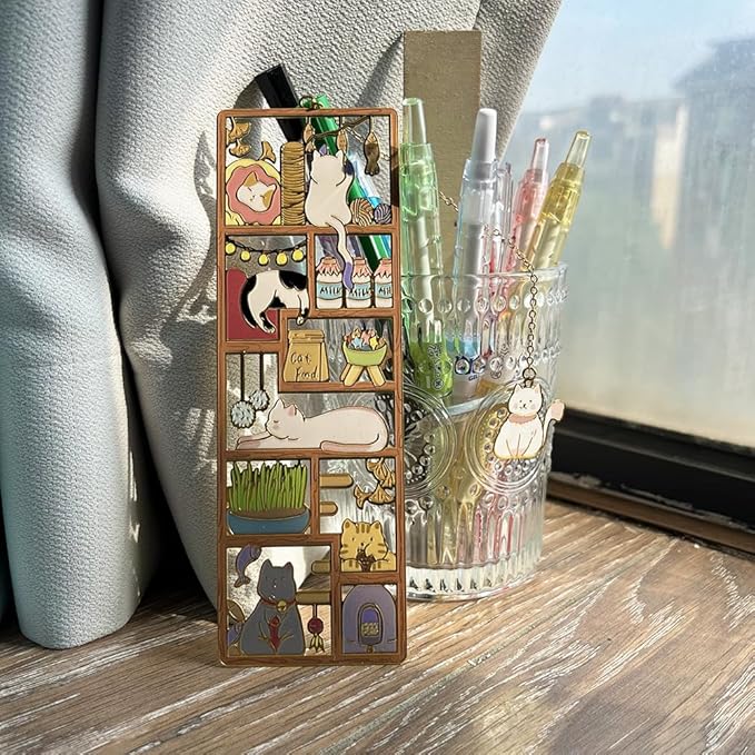 Metal Black Cat Bookmarks with Gift Box, Cat Pendent Book Markers for Book Lovers Bestfriend Cute Birthday Gifts Appreciation Gifts Mothers Day Teacher Student Gifts (Garden cat)