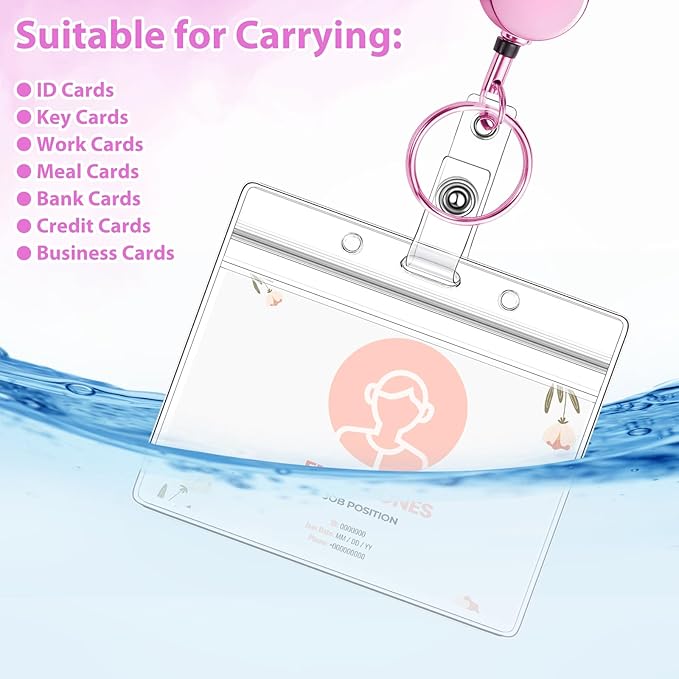 Lanyards for Id Badges 3 Pack Badge Lanyard with 6 Pcs Id Badge Holder Retractable Stainless Steel Teacher Lanyards Cruise Ship Essentials for Girl Women (Gold, Pink, Purple)