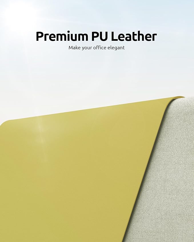 YSAGi Leather Desk Protector, Office Mat, Large Mouse Mat, Non-Slip PU Leather Blotter, Laptop Pad, Waterproof Writing Pad for Office and Home (Olive Green, 31.5" x 15.8")
