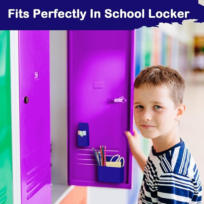 Magnetic Pen Holder,2 Pack Magnetic Dry Erase Marker Holder with Generous Compartments,Strong Magnet Storage Marker Pen Pencil Organizer for Refrigerator,Whiteboard,Locker Accessories