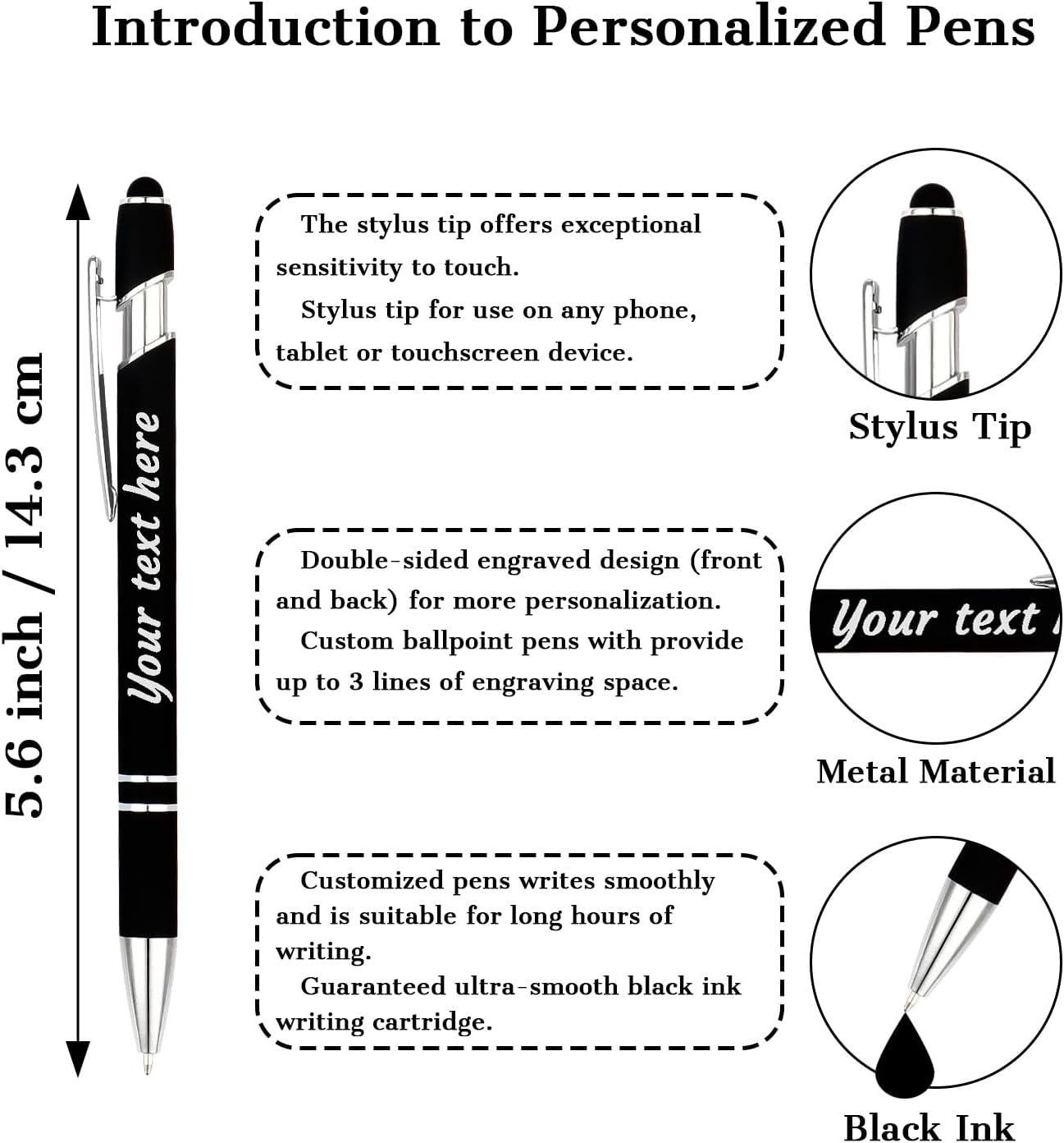 Personalized Pens with Name Logo or Message, Up to 1200 pcs Bulk Custom Metal Ballpoint Pen with Black Ink Customized Gift for Business, Graduation and Promotions (Dark Green)