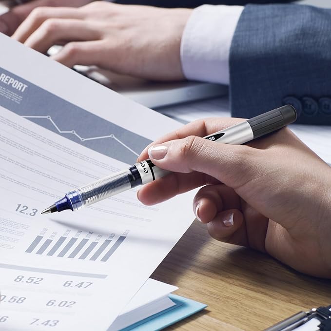 EYEYE 0.7mm Rollerball Pens Medium Point, 12 Pack 6 Colors Roller Ball Pen Quick Dry, Liquid Ink Pens Fine Point Smooth Writing Pen for Journaling, Note Taking, Office, School Supplies