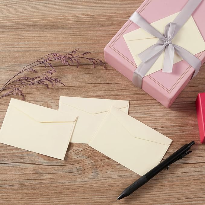 120 Pack Kraft Mini Envelopes Small Envelopes Self-Adhesive Tiny Pockets for Business Cards Christmas Holiday Small Gift Cards Invitations Cards(4.13"×2.76") (Cream Color)