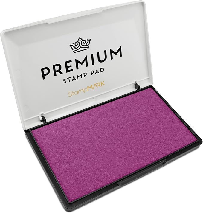 Premium Stamp Pad Large Size 3.5" x 6" - for Traditional Rubber Stamps - Felt Pad Magenta Purple Color