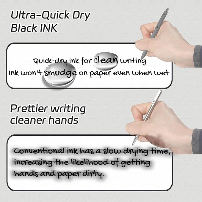 Gel Pens,6 Pcs 0.5mm Fine Point Black Ink Pens With Smooth Writing,Quick Dry Pens For Journaling,Nurse Aesthetic Pens,Office School Supplies for Men Women Student(Black Gray White)
