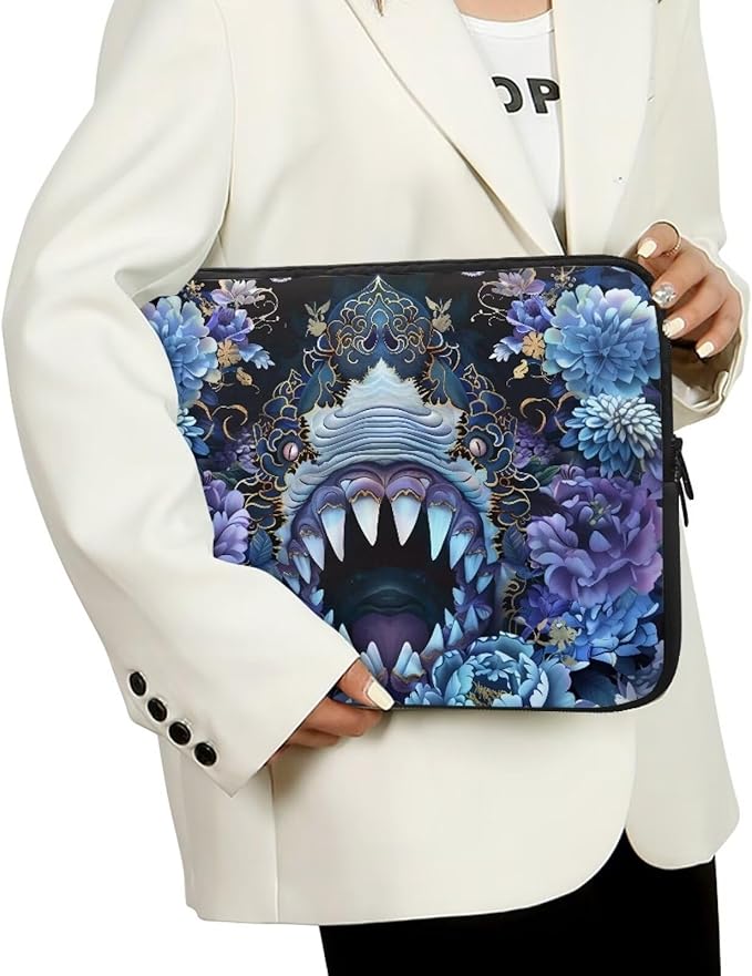 SharkPeony Printed Computer Bags for Laptops for Women Men, Shockproof 17 Inch Laptop Case Bag Washable Messenger Bag with Zipper, Laptop Case Computer Carrying Cover Easy to Carry