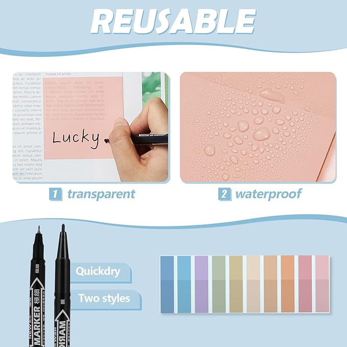 Jutom 39 Pcs Aesthetic Book Annotation Kit Pencil Case Bag with Highlighter Gel Pen 700 Sheets Transparent Sticky Notes Pads Index Tab Bible Study Supplies for School(Green,Cute Style)