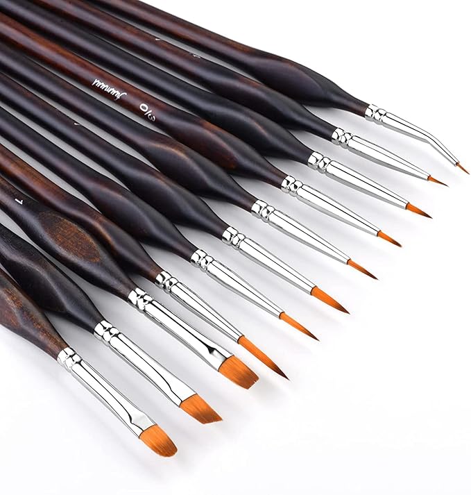 Miniature Paint Brushes, Fuumuui 11pcs Micro Detail Paint Brushes for Model, Citadel, Vallejo, DND, Paint by Numbers - Fine Paint Brush Set for Acrylic, Watercolor, Oil