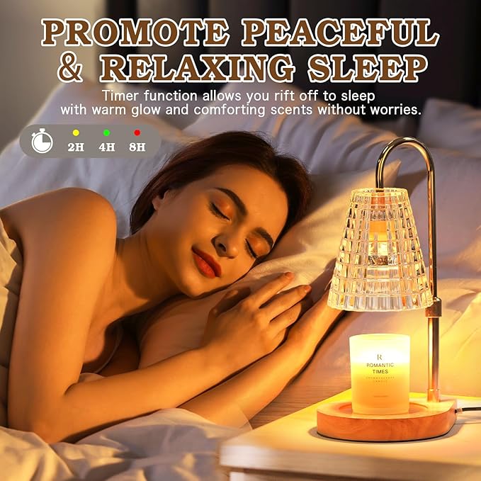 Candle Warmer Lamp with Timer, Glass Candle Lamp Warmer, Birthday Gifts for Women Mom Her, Dimmable Lamp Candle Warmer for Jar Candles, Adjustable Candle Light for Bedroom Decor, Living Room Decor