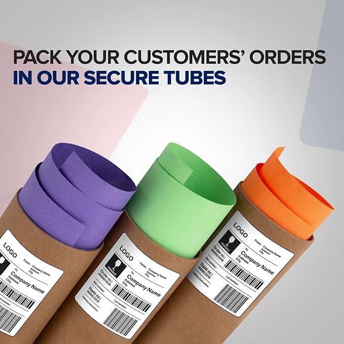 4" x 12" Reinforced Kraft Paper Mailing Tubes, Pack of 6 Tubes with 2 Caps Each – USPS Approved Poster Tube – Made in USA Cardboard Tube for Shipping and Storing Posters, Prints, Artwork, or Documents