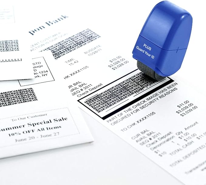 Guard Your ID Identity Protection Security Prevention Stamp Roller (Deluxe Multi-Color 4-Pack)