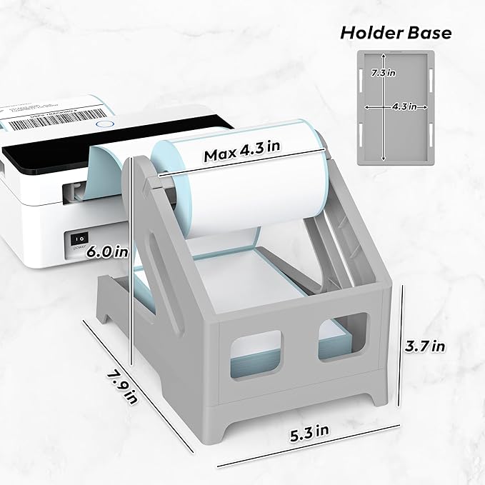 Label Holder for Rolls and Fanfold Labels Shipping Labels Stand Desktop Thermal Printer DIY Accessory Business Supplies for Home, Office(Grey)