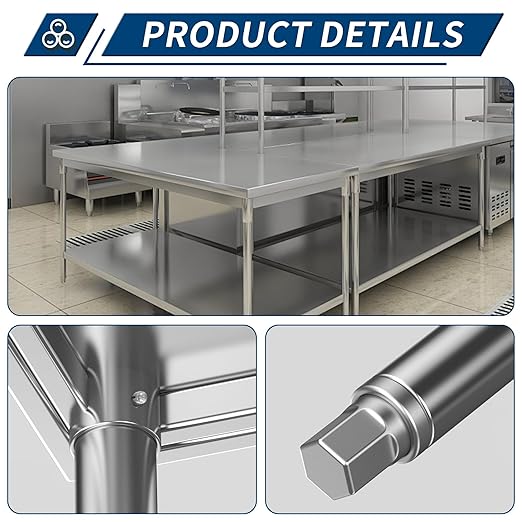 NSF Commercial Stainless Steel Worktable - 24 x 30 Inches with Undershelf, Heavy Duty Prep Table for Restaurants, Homes, and Hotels - Ideal for Christmas Prep.
