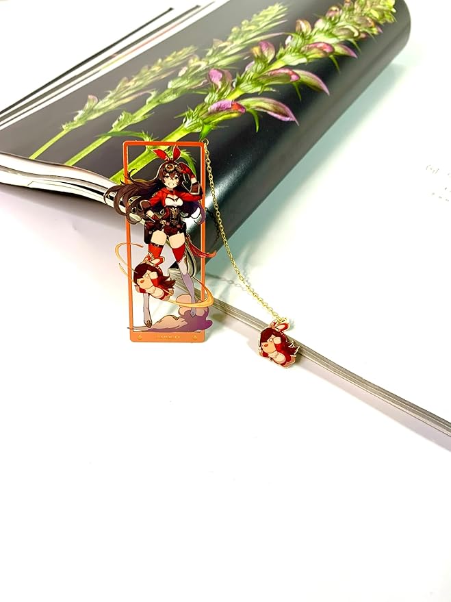 Genshin Impact Amber Metal Bookmark - Anime Figure Merch with 3D Display Box - Birthday Gifts for Fans Friends Gamer Book Lovers - Zllada