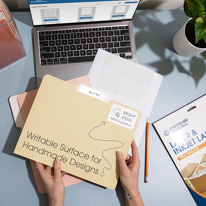 1 3/4" X 2/3" Matte White Return Address Labels Compatible with Inkjet and Laser Printers - 30 Sheets, 1800 Small Printable Stickers for Mailing, Barcodes, Organization - Spartan Industrial