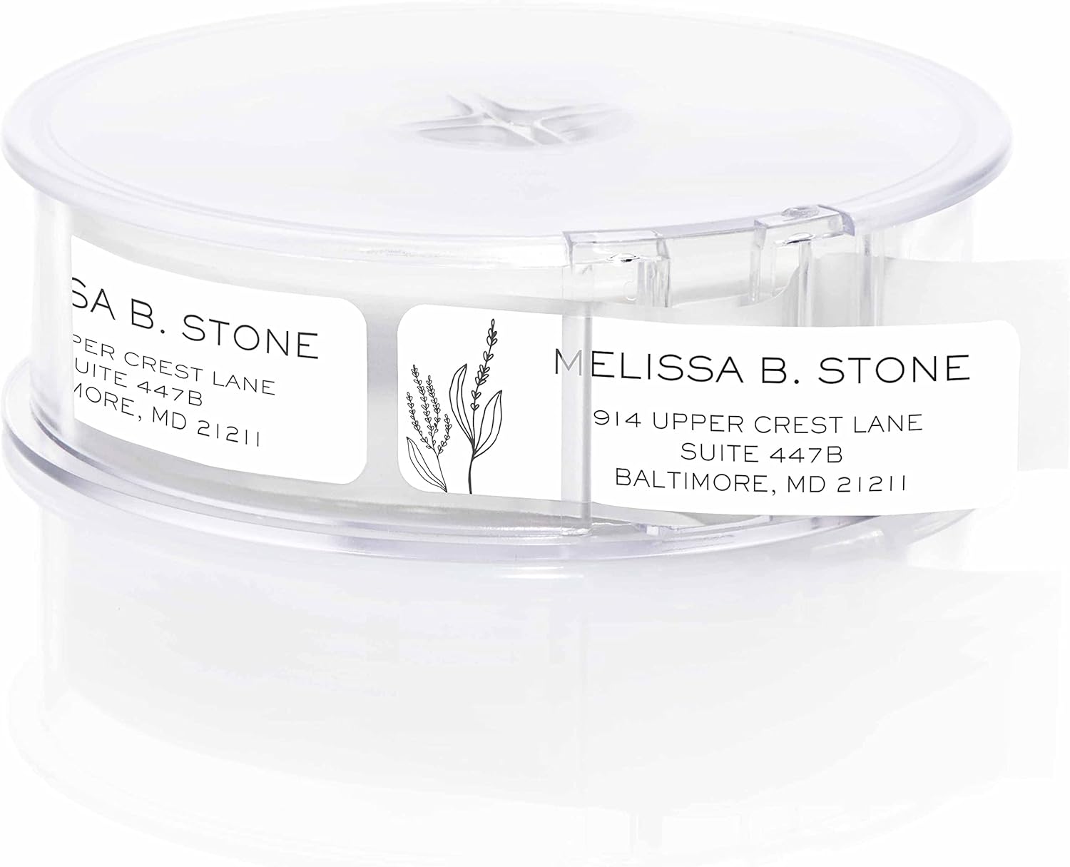 Simple Modern Flower Rolled Address Labels/Roll of 250 Floral Illustration Personalized Address Labels/Designer Return Address Stickers in Elegant Plastic Dispenser