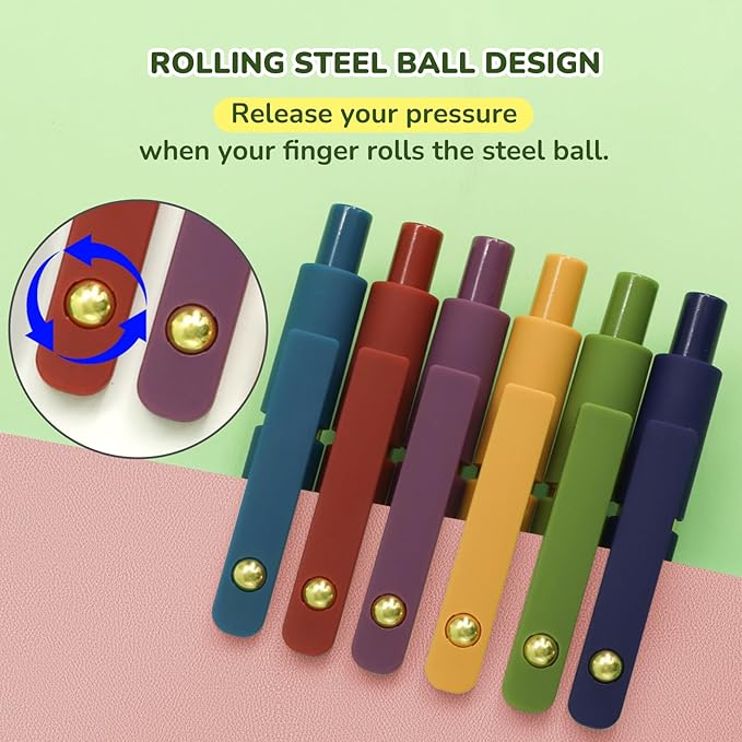 UIXJODO Gel Pens, 6 Pcs Black Ink Pens for Women, 0.5mm Fine Point Smooth Writing Pens, High-End Series Retractable Pens for Journaling Note Taking (6 Pcs Gold Vintage)