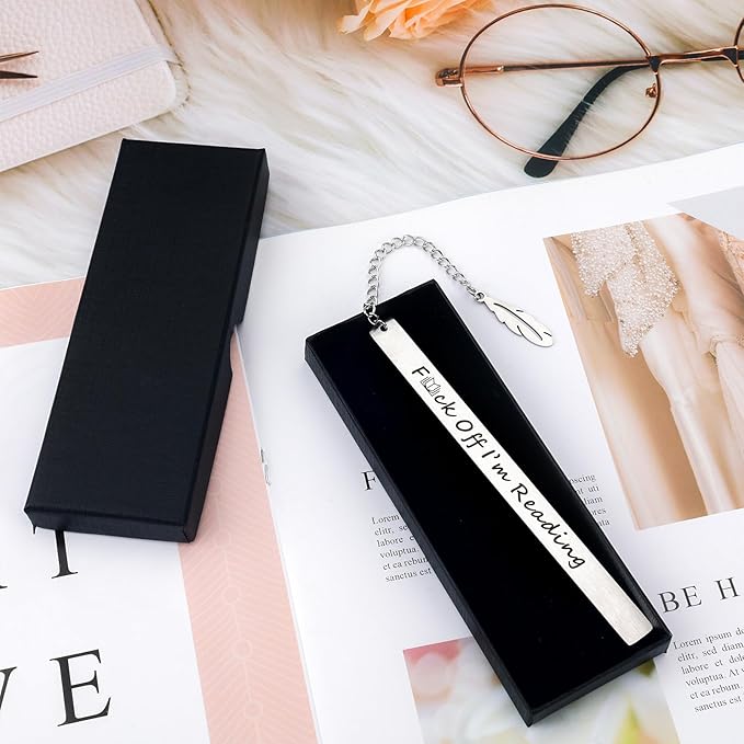 Funny Bookmarks for Women Men Metal Book Marker Bulk Feather Tassels Personalized FCK Off I'm Reading Bookmark Cute Cool Smutty Bookmarks Gifts for Book Lovers Coworker Reader Graduation Adults