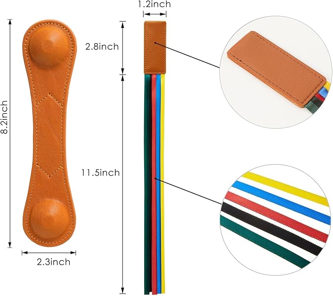 KINIVA Leather Weighted Bookmarks Book Weight Page Holder for Reading,Book Open Holder for Kids Adult,Gifts for Reader (01 Weighted Bookmark+13 Ribbon Bookmark Camel)