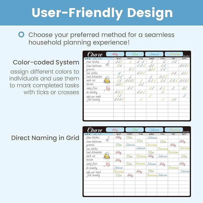 Magnetic Dry Erase Chore Chart - 8.5"x13" Chore Chart for Kids, Teens and Adults - 6.5"x8.5" List Board for Fridge - 6 Extra Fine Point Markers Included - Shipped Flat