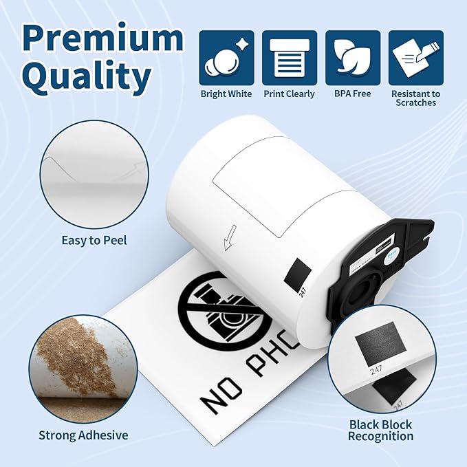 12 Rolls 2160 Labels 4.07"x6.4" Compatible Die-Cut Wide Format Shipping Mailing Postage Address Labels Paper for Brother DK 1247, Tacnology Used with Brother QL Label Printers, 1+ Reusable Cartridge