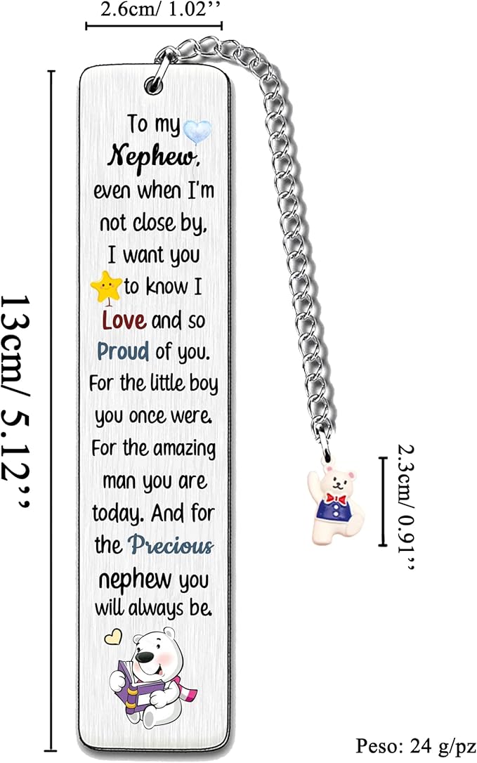 Nephew Bookmarks Birthday Gift Man Christmas Encouragement Bookmark Teens Graduation Distance Farewell Back to School Present Appreciate Reminder Go to University Proud of You Keepsakes Cute Bear