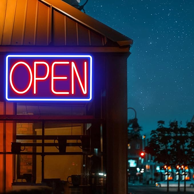 Open Signs for Business Ultra Bright LED Neon Open Signs 22 Inch Plug In Electric Light Up Open Sign with ON/OFF Switch for Business Storefront Window Glass Door Shop Florists Bar Salon Cafes Pubs