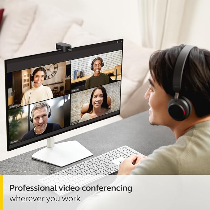 Jabra PanaCast 20 4K Video Conferencing Camera - Flexible Plug & Play Personal Video Solution Computer Webcam with AI-Powered 4K Ultra-HD, Intelligent Zoom, and Lighting Optimization - Black