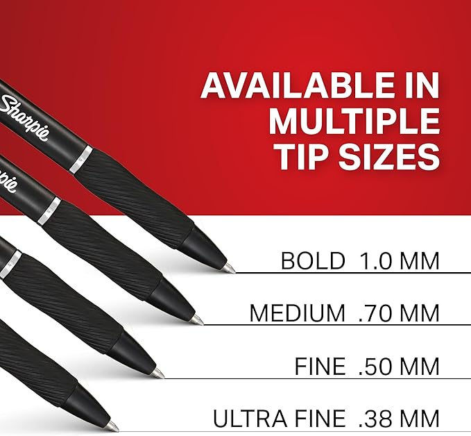 Sharpie S-Gel, Gel Pens, Drawing Pens, Writing Pens, Gel Ink Pens For Journaling, Coloring Pens, Bold Point (1.0Mm), Black Ink Gel Pen, 12 Count