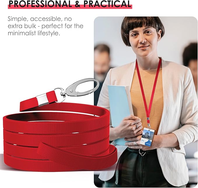 10 Pack Lanyards for ID Badges, Cruise Ship Cards, Keys, Keychain, Long-lasting Neck lanyard Strap with Clasp, Cruise Badge Key Lanyards for Men, Women, Teachers, Kids (Red)