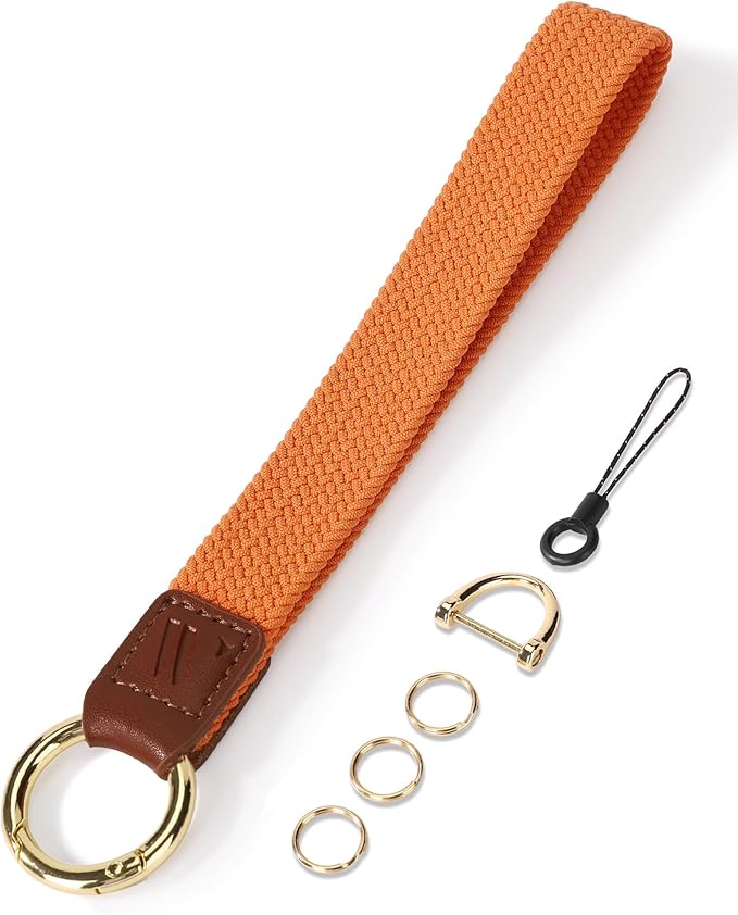 Wristlet Keychain for Women Stretchy Wrist Keychain Lanyard for Phone Case Wallet Id Card Badges (Standard - Orange)