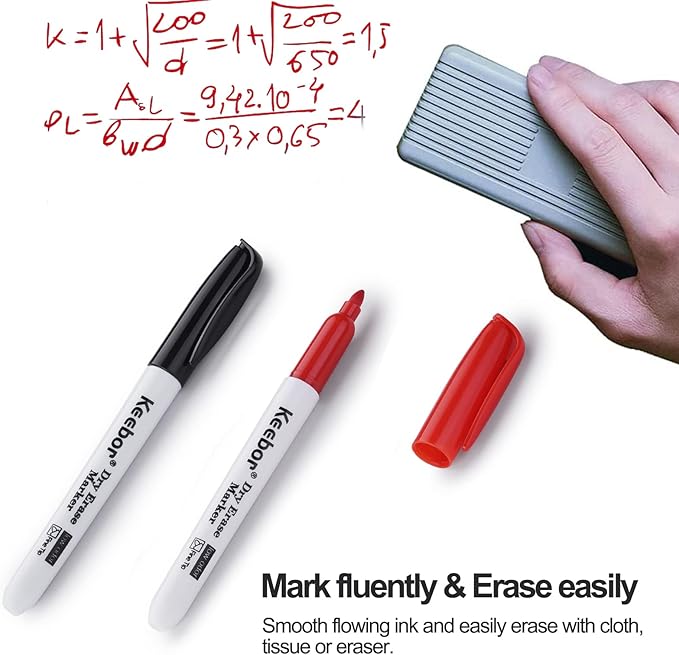 Dry Erase Markers Fine Tip, 3 Assorted Colors, 72 Pack Low-Odor Whiteboard Markers, Office Supplies