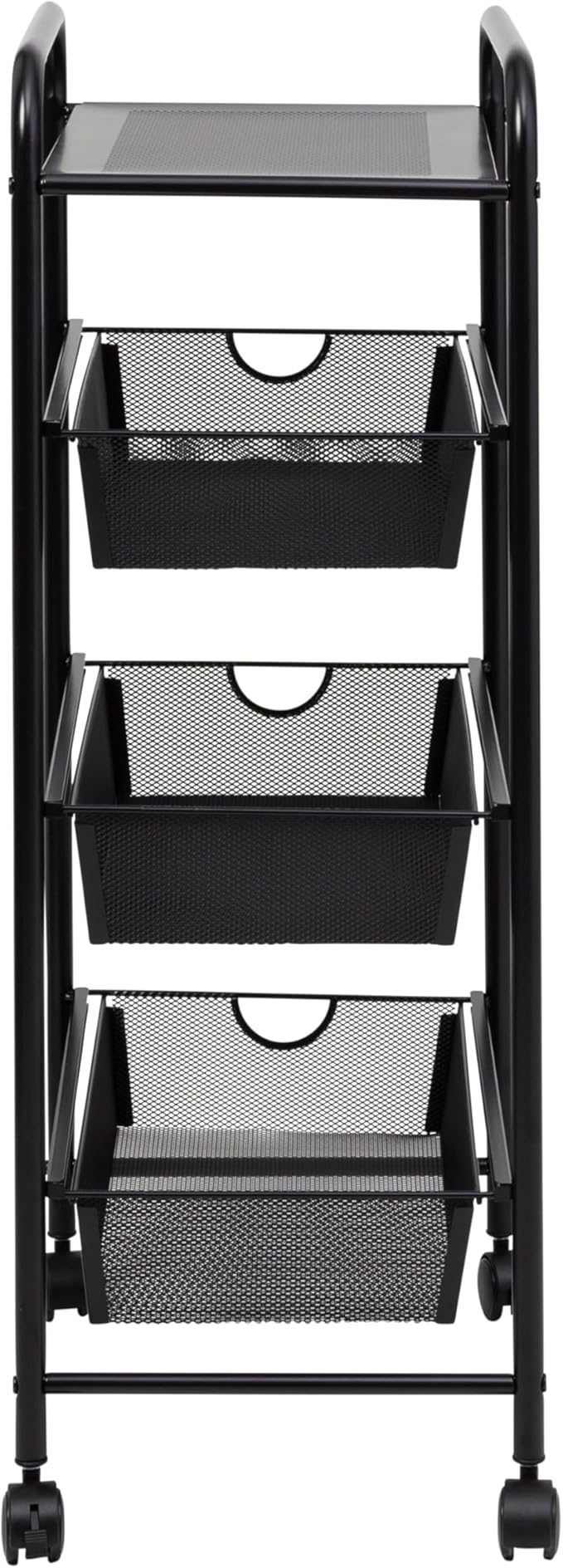 3-Drawer Storage Cart with Wheels, Multi-Purpose, Black, Steel