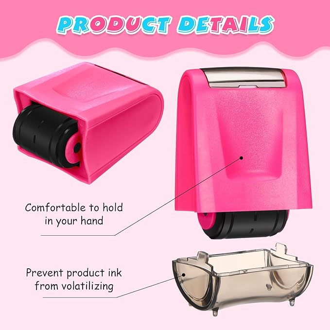 Sherr 2 Handwriting Line Stamp Roller Dashed Handwriting Lines Practice Roller Stamp for Kids, Teachers Kindergarten Education Classroom Back to School Need(2.72 x 2.44 x 1.54 Inch,Pink)