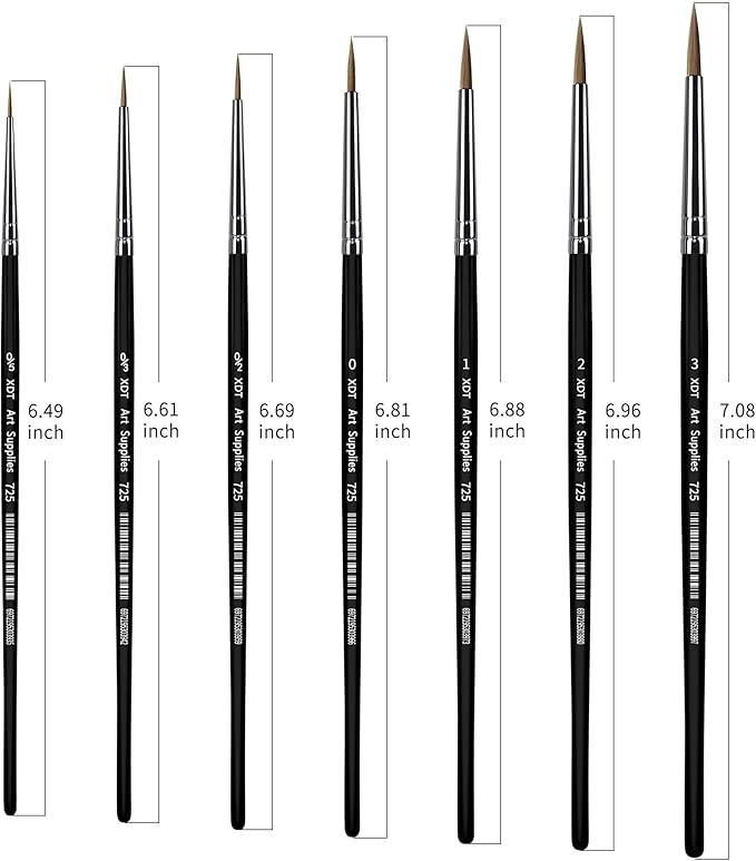 XDT#725 Fine Detail Brushes 7pcs Set, Detail Paint Brushes for Acrylic, Oil, Watercolor, Miniature Art, Body, Face, Craft Painting